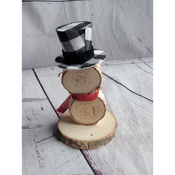 rustic wooden Slice snowman handmade winter decor Countrycore Farmhouse #2 - Picture 4 of 7